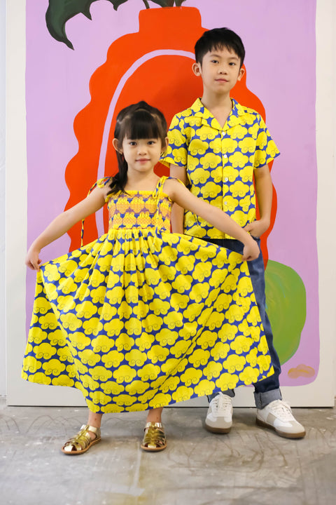 Girls Singapore Smock Dress - Cloud 9 Yellow