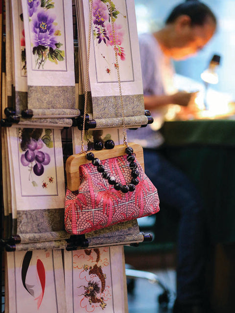 Kasturi Wooden Clutch Bag - Palm Pink