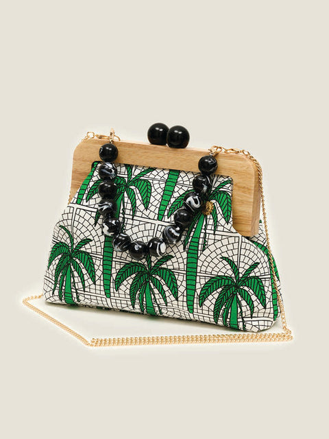 Kasturi Wooden Clutch Bag - Palm Green