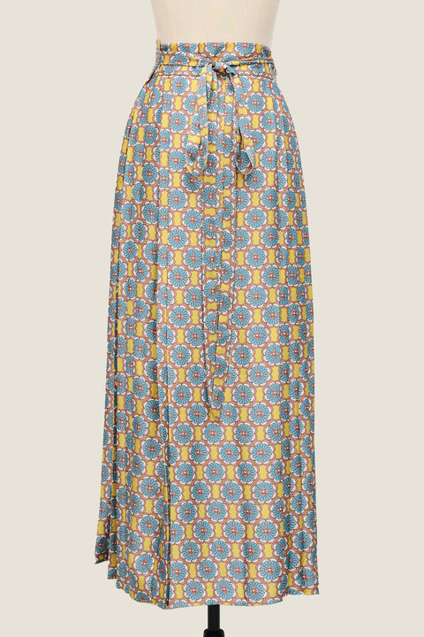 Pleated Wrap Skirt - Paper Petals Sunshine