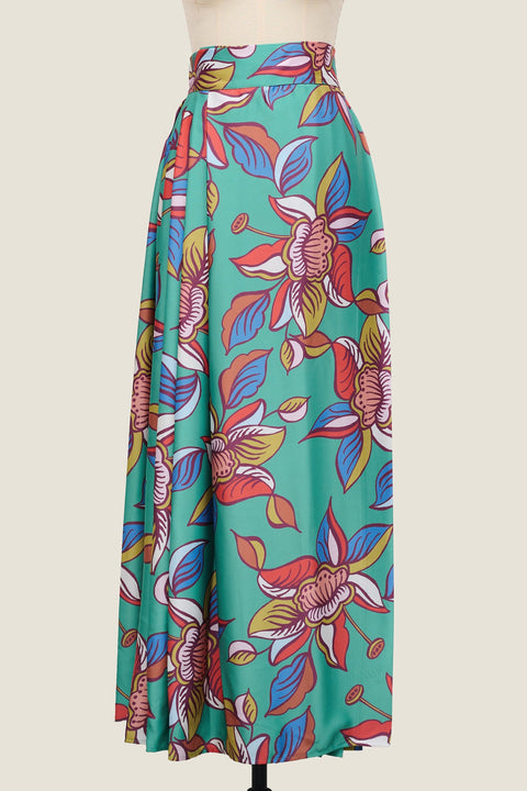 Pleated Wrap Skirt - Oolong Green