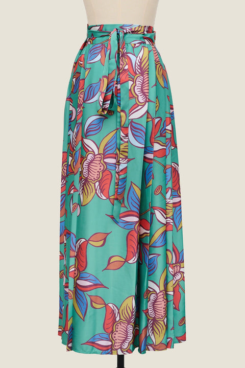 Pleated Wrap Skirt - Oolong Green