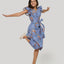 50's Wrap Dress - Willow Roses Blue