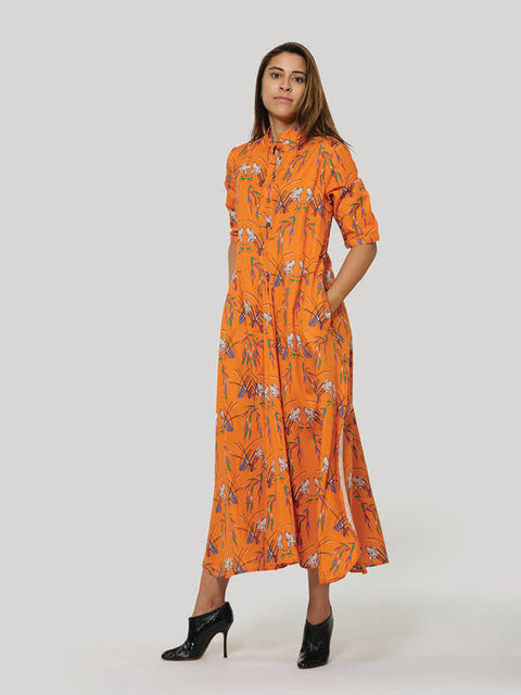 Maxi Shirt Dress - Wild Grass Orange