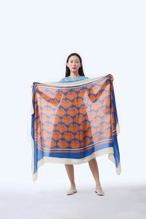 Wool Shawl Cloud 9 Blue & Orange