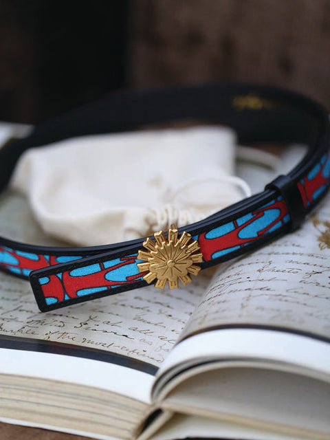 Kasturi Leather Belt - Chairs Blue