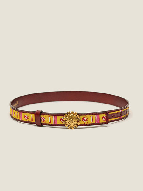 Kasturi Leather Belt - Switch Yellow