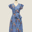 50's Wrap Dress - Willow Roses Blue