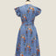 50's Wrap Dress - Willow Roses Blue