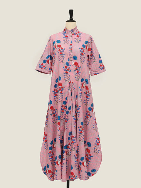 Maxi Shirt Dress - Willow Roses Pink