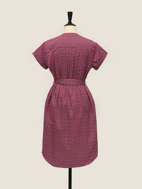 Shirt Dress Mandarin Collar - Love Lattice Strawberries