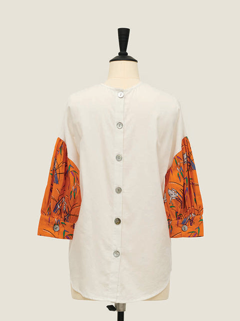 Baseball Top Embroidery - Wild Grass Orange