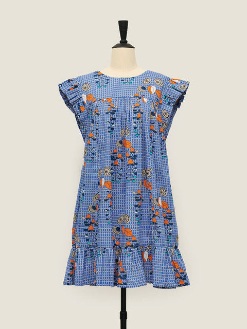 Bella Dress - Willow Roses Blue