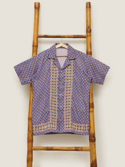 Men Shirt With Embroidery - Love Lattice IIi Wine