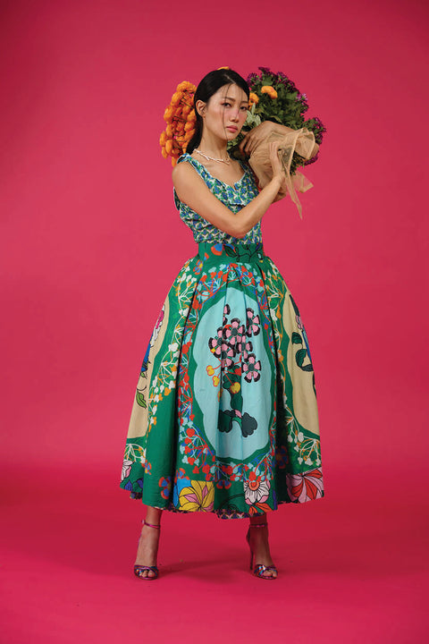 50's Skirt - Bunga Doily Green