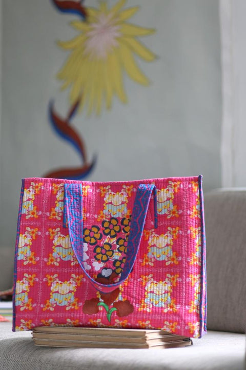 Pillow Bag - Bunga Raya Tiles Pink