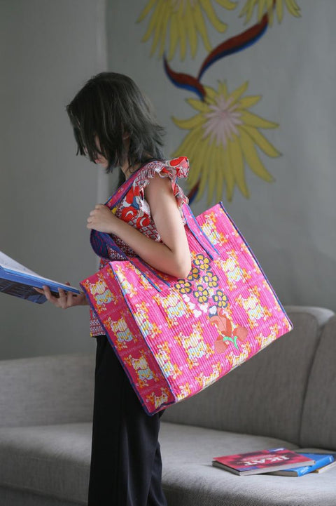 Pillow Bag - Bunga Raya Tiles Pink