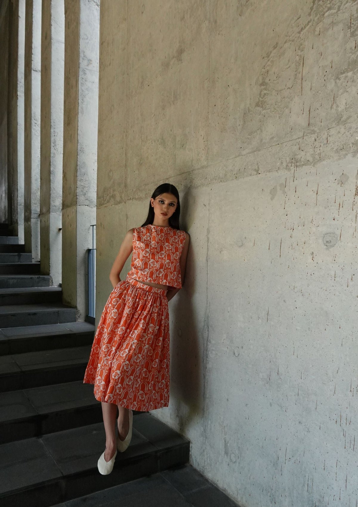 Jalan Jalan Skirt - Violets & Radiccio Orange